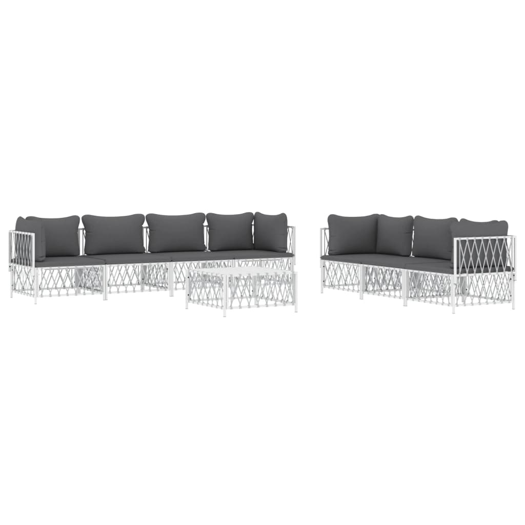 8-delige Loungeset met kussens staal wit – afbeelding 3