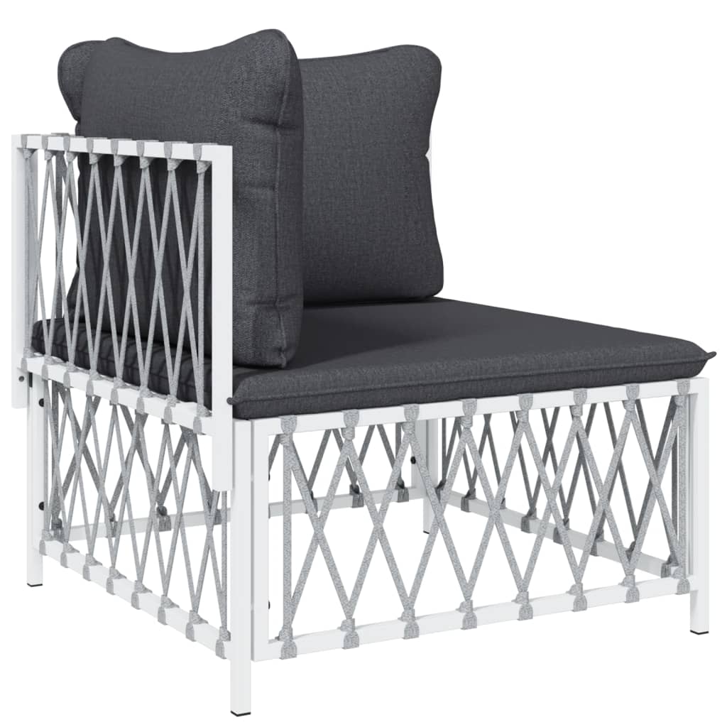 8-delige Loungeset met kussens staal wit – afbeelding 4