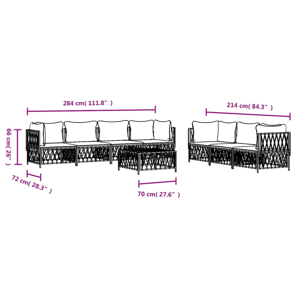 8-delige Loungeset met kussens staal wit – afbeelding 9