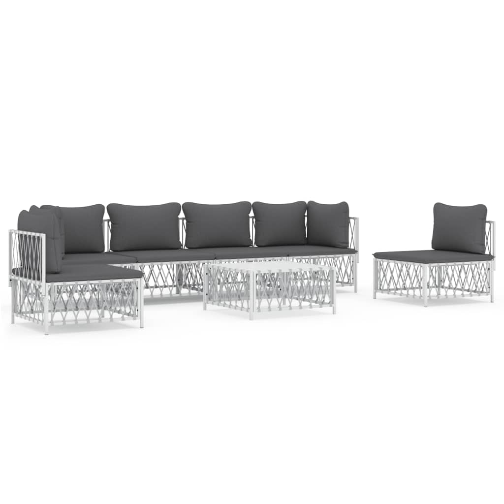 7-delige Loungeset met kussens staal wit – afbeelding 2