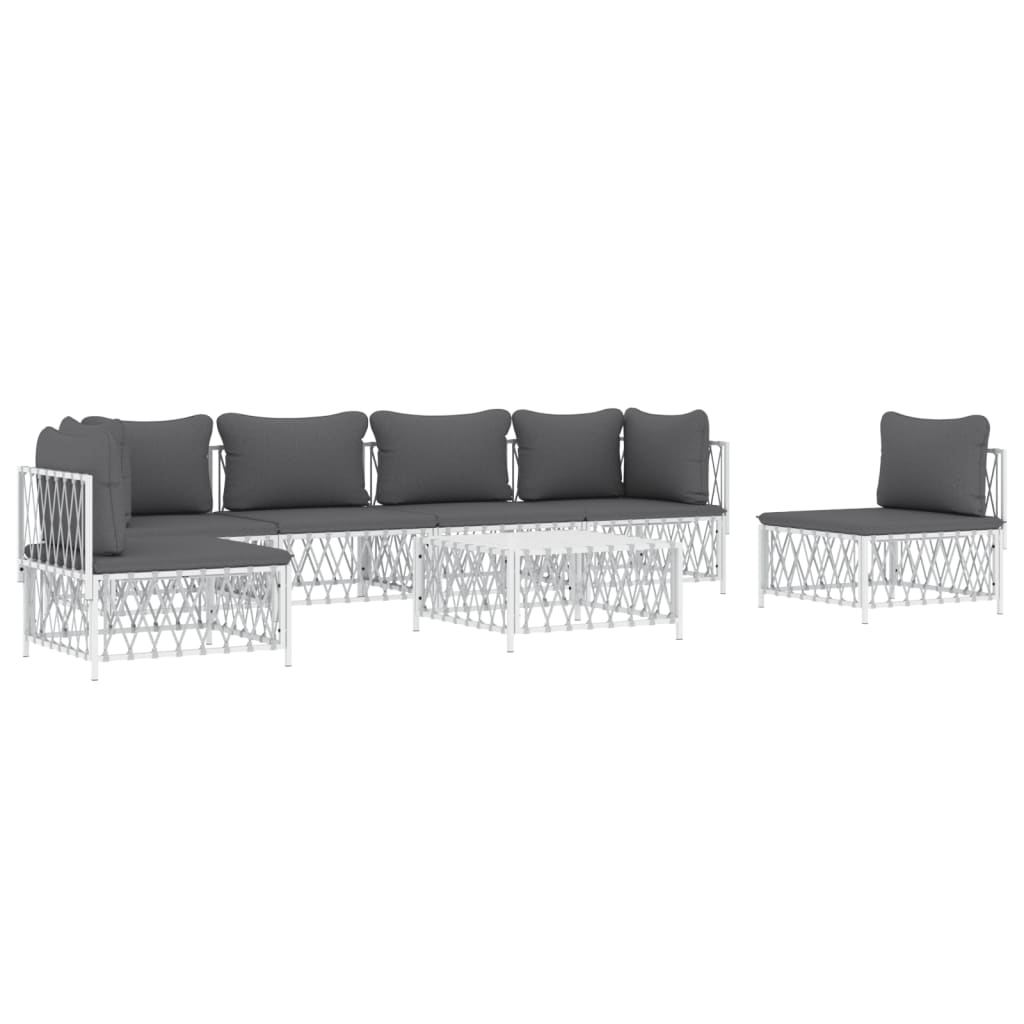 7-delige Loungeset met kussens staal wit – afbeelding 3