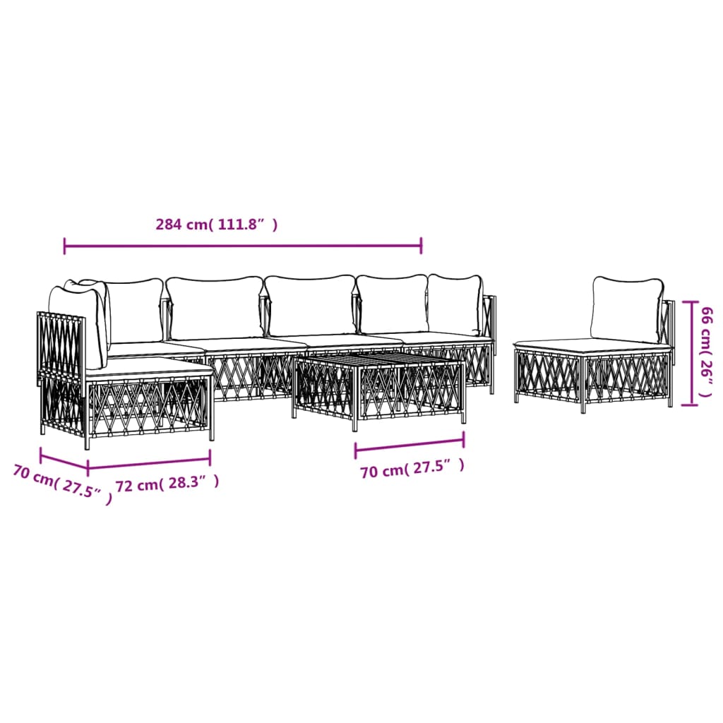 7-delige Loungeset met kussens staal wit – afbeelding 9