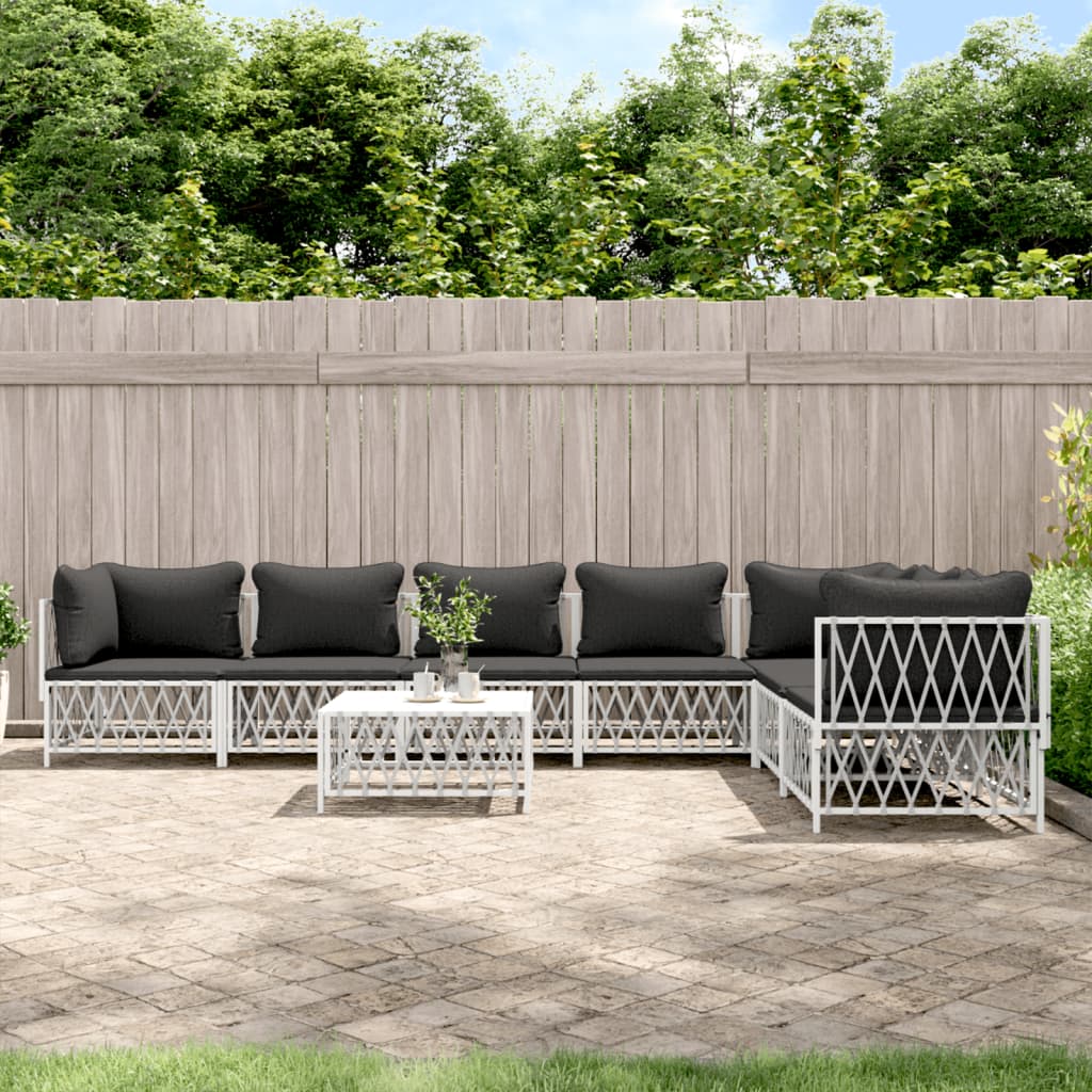 8-delige Loungeset met kussens staal wit – afbeelding 1