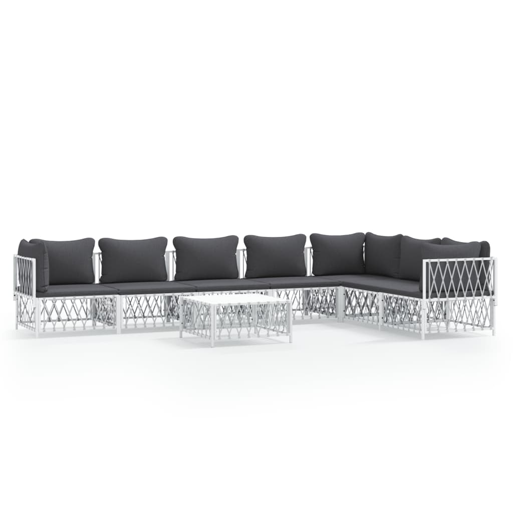 8-delige Loungeset met kussens staal wit – afbeelding 2