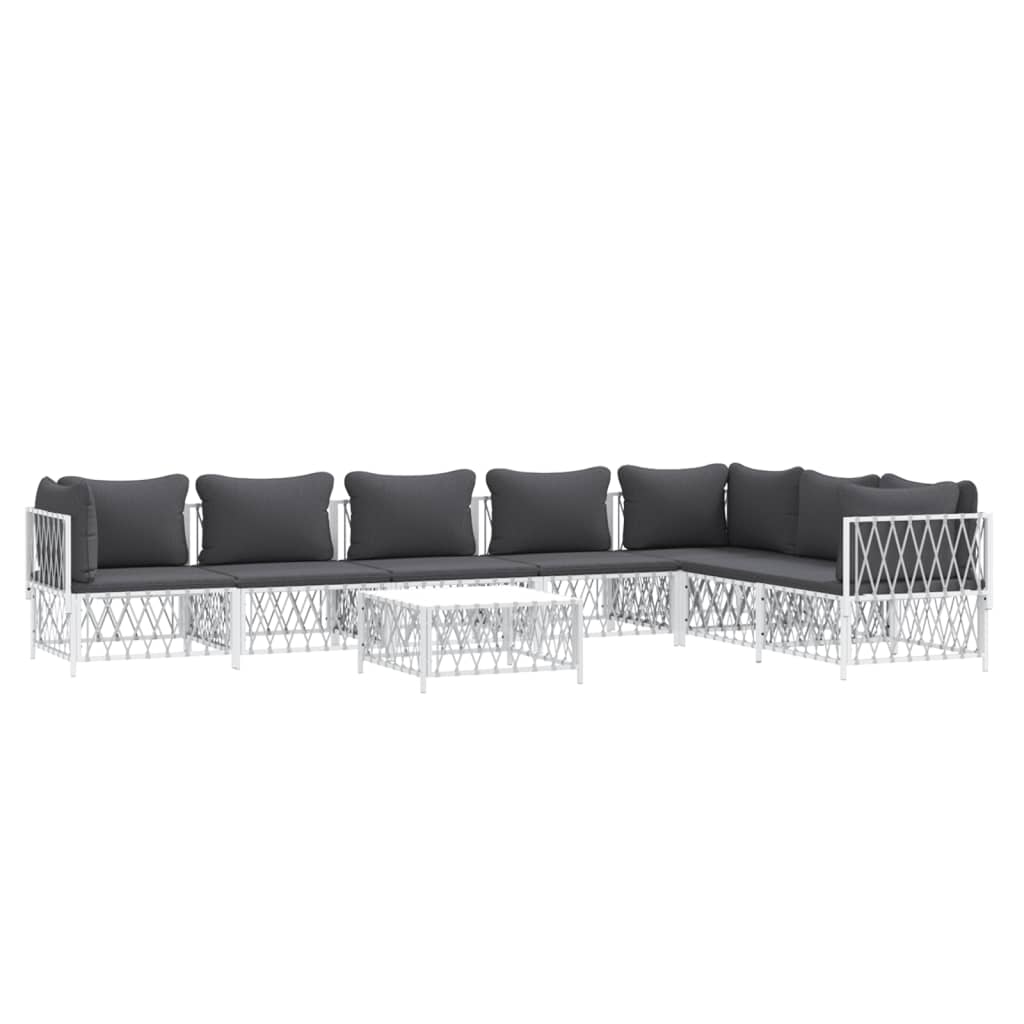 8-delige Loungeset met kussens staal wit – afbeelding 3