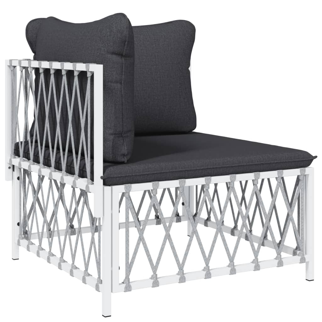 8-delige Loungeset met kussens staal wit – afbeelding 4