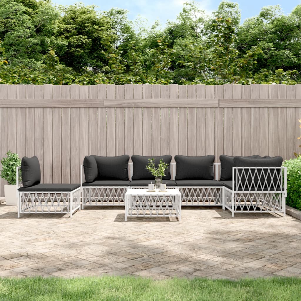 7-delige Loungeset met kussens staal wit – afbeelding 1