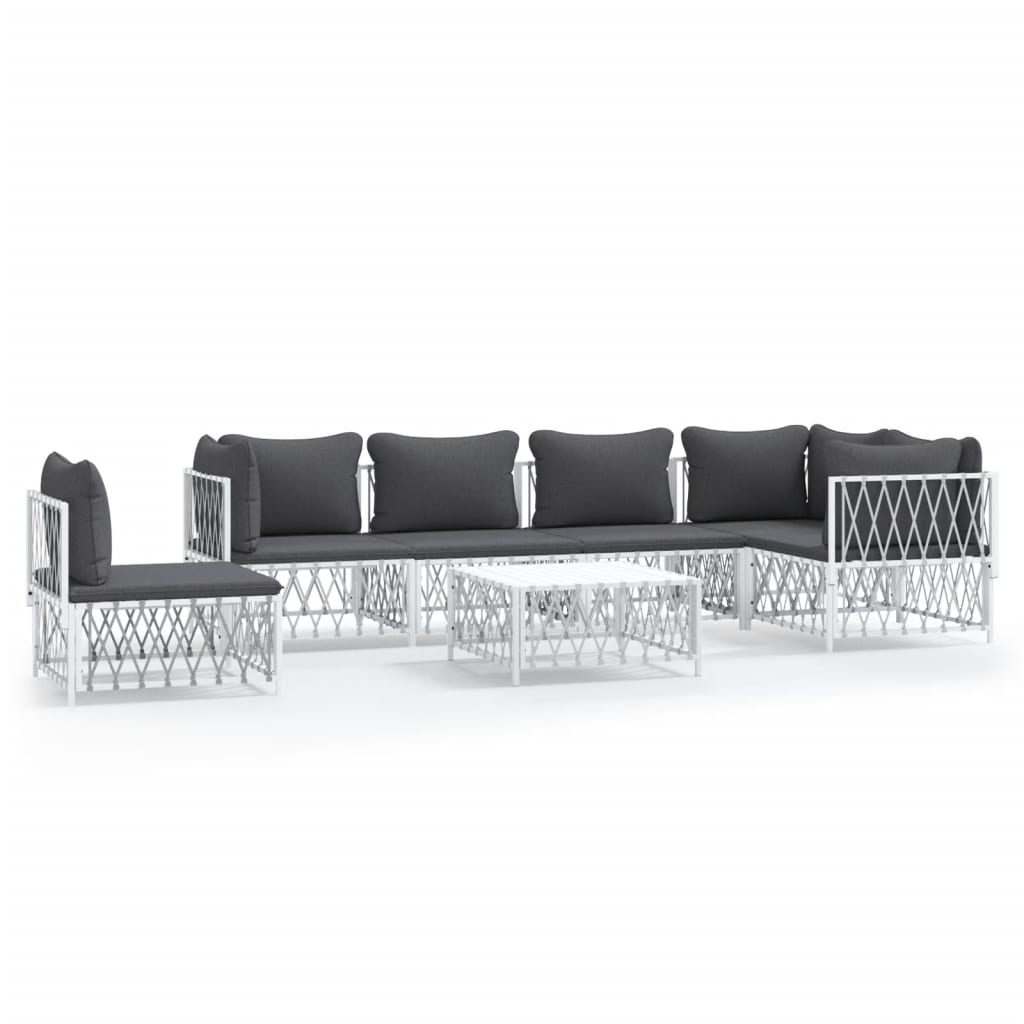 7-delige Loungeset met kussens staal wit – afbeelding 2