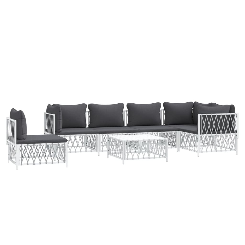 7-delige Loungeset met kussens staal wit – afbeelding 3