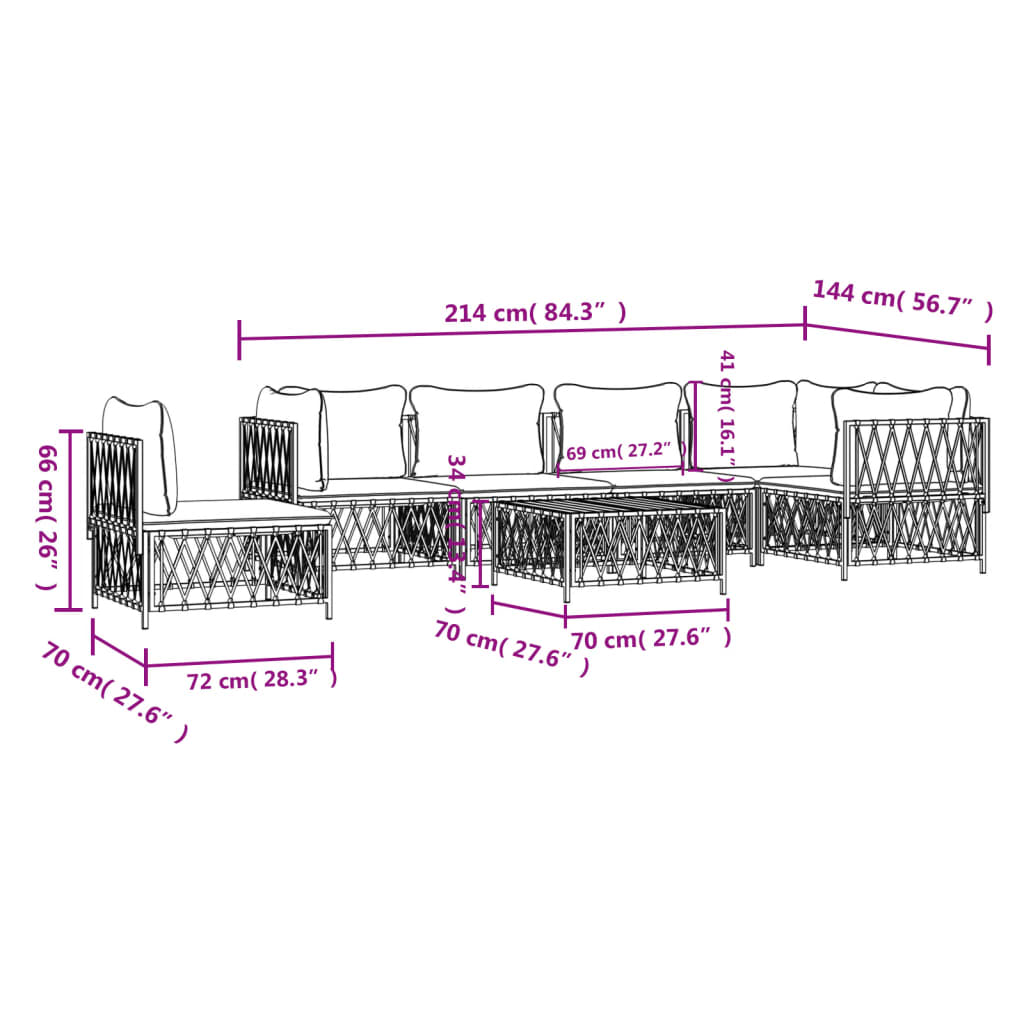 7-delige Loungeset met kussens staal wit – afbeelding 9