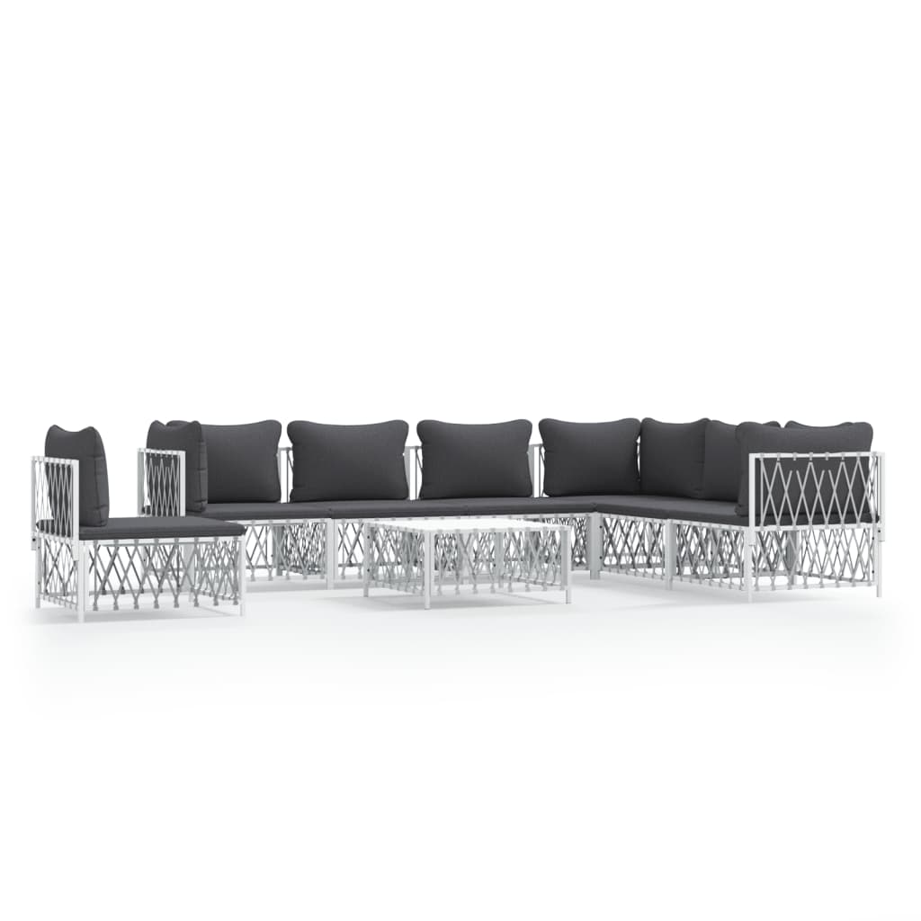 8-delige Loungeset met kussens staal wit – afbeelding 2