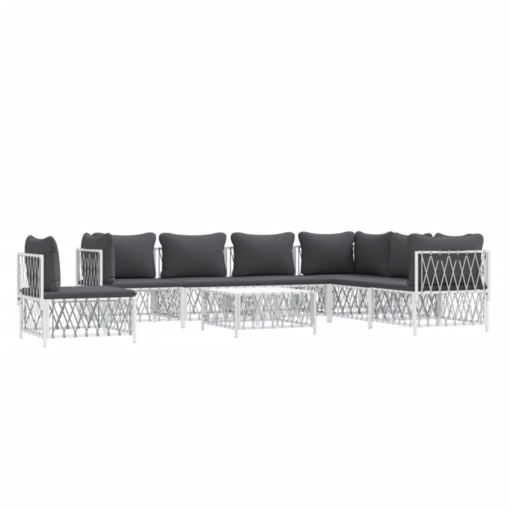 8-delige Loungeset met kussens staal wit – afbeelding 3