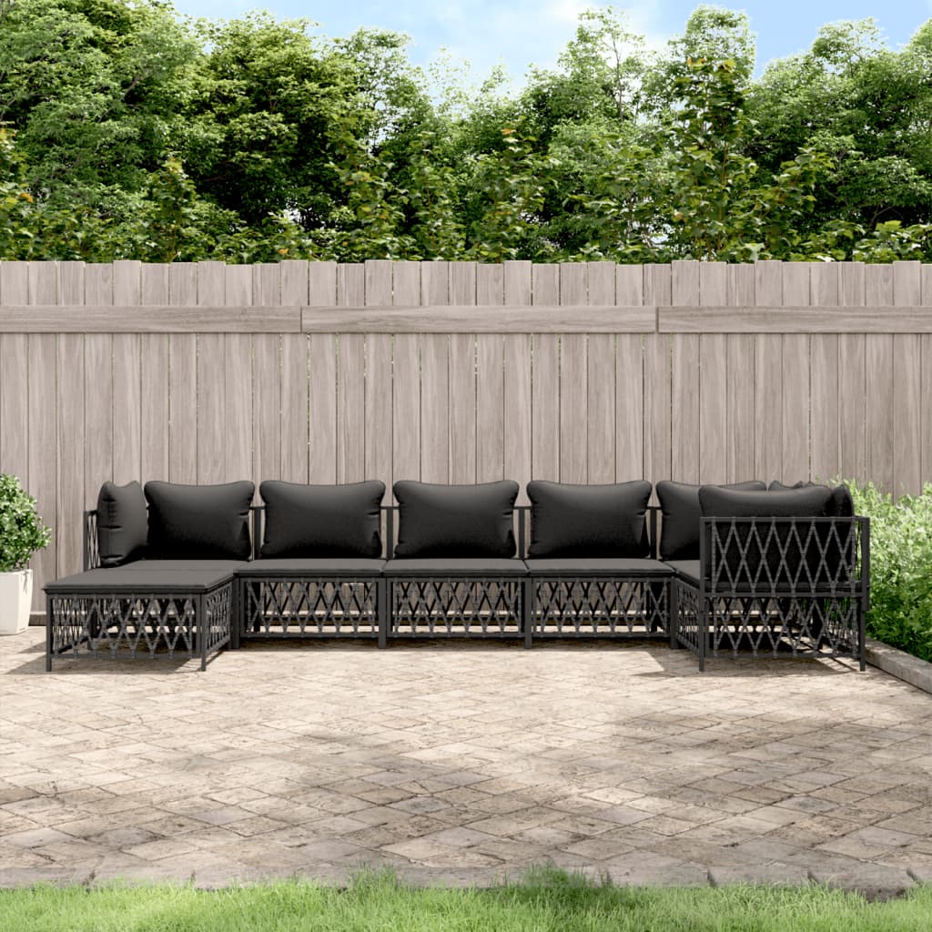 7-delige Loungeset met kussens staal antracietkleurig – afbeelding 1