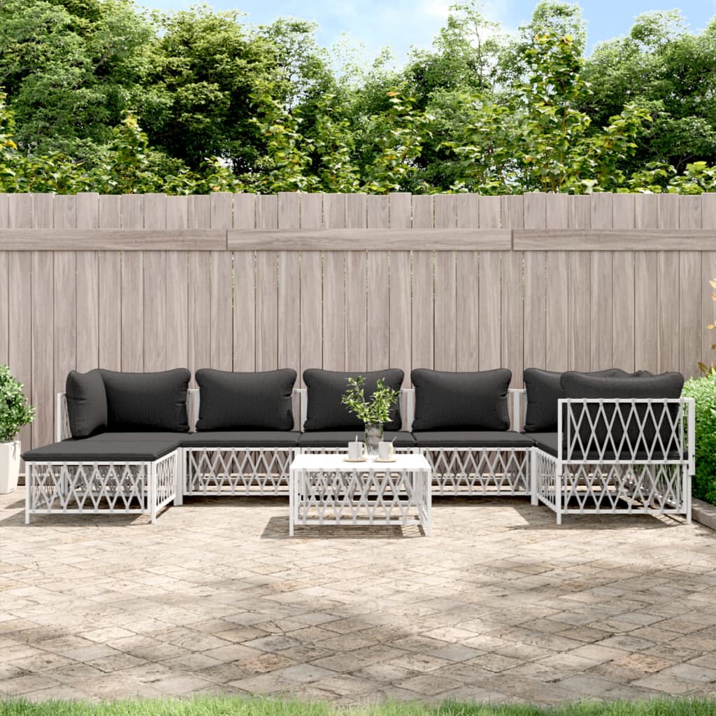 8-delige Loungeset met kussens staal wit