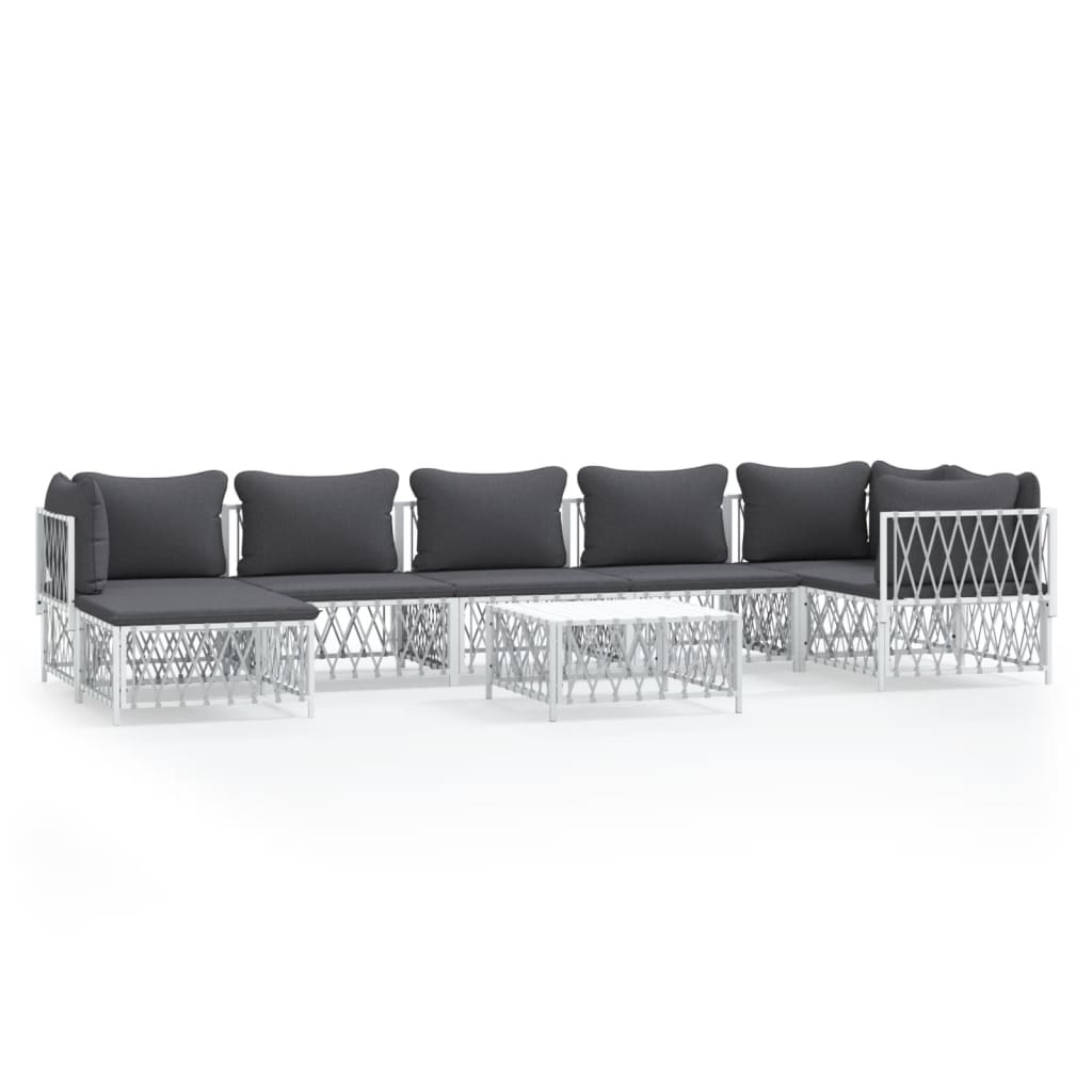 8-delige Loungeset met kussens staal wit – afbeelding 2