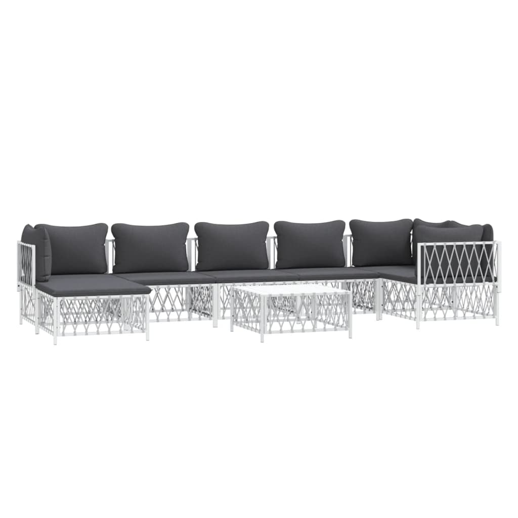 8-delige Loungeset met kussens staal wit – afbeelding 3
