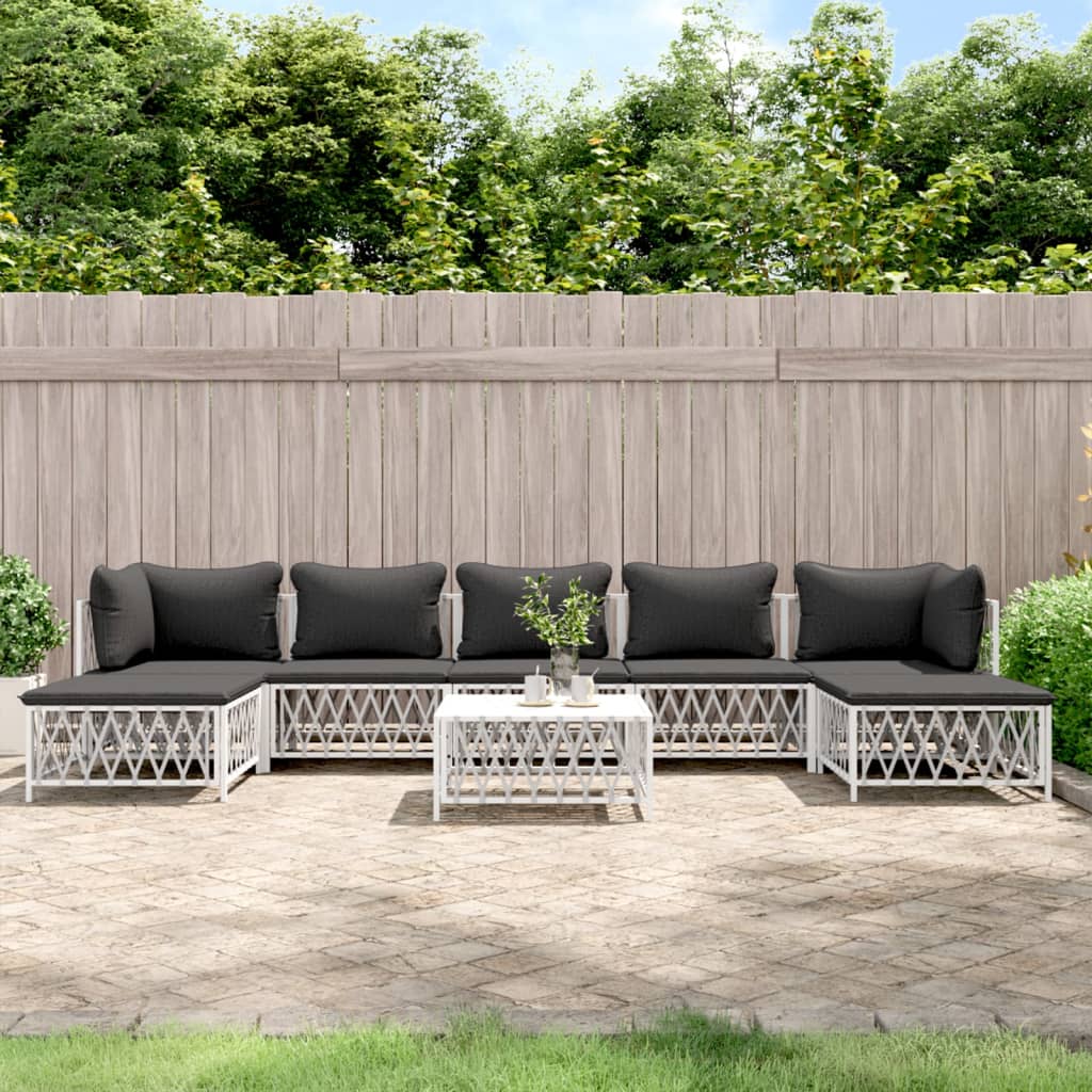 8-delige Loungeset met kussens staal wit – afbeelding 1