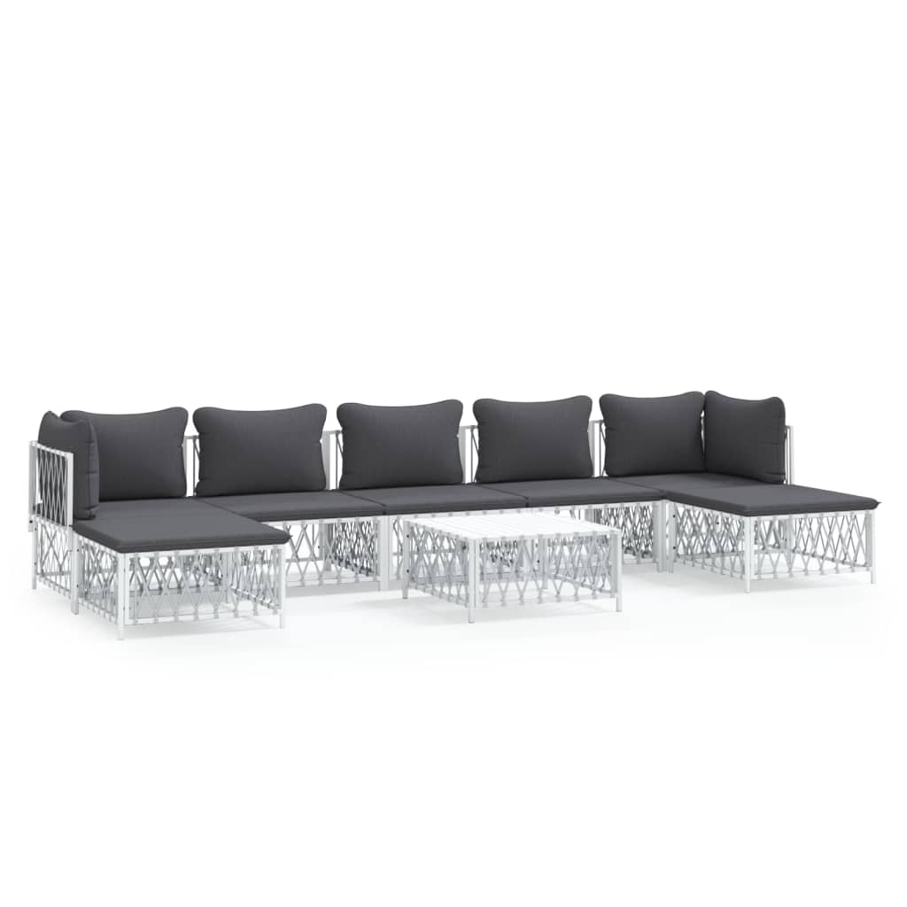 8-delige Loungeset met kussens staal wit – afbeelding 2
