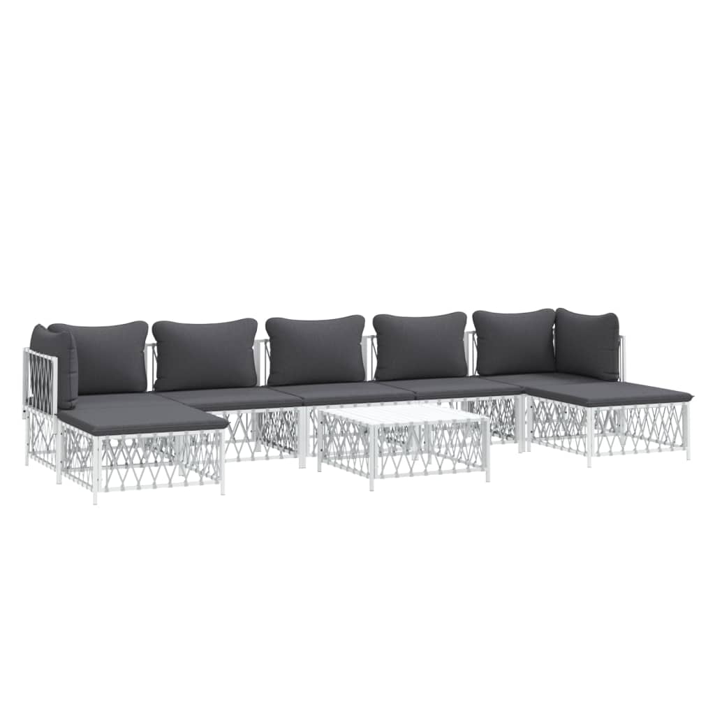 8-delige Loungeset met kussens staal wit – afbeelding 3