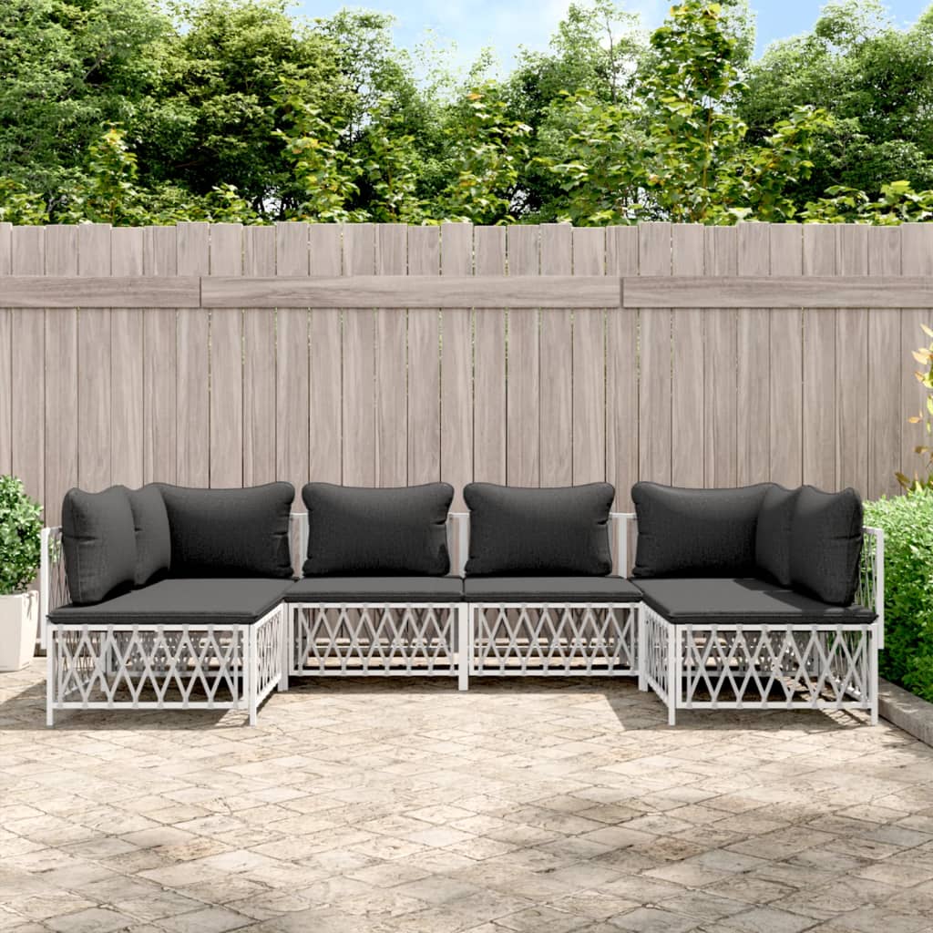 6-delige Loungeset met kussens staal wit