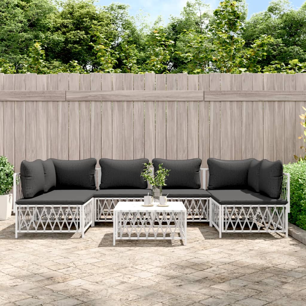 7-delige Loungeset met kussens staal wit