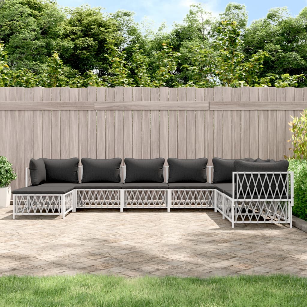 8-delige Loungeset met kussens staal wit