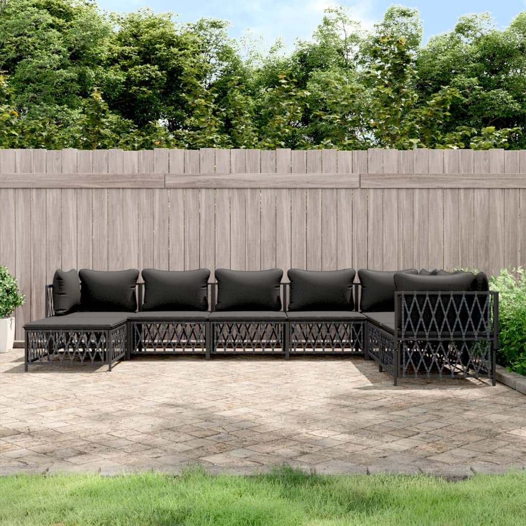 8-delige Loungeset met kussens staal antracietkleurig – afbeelding 1