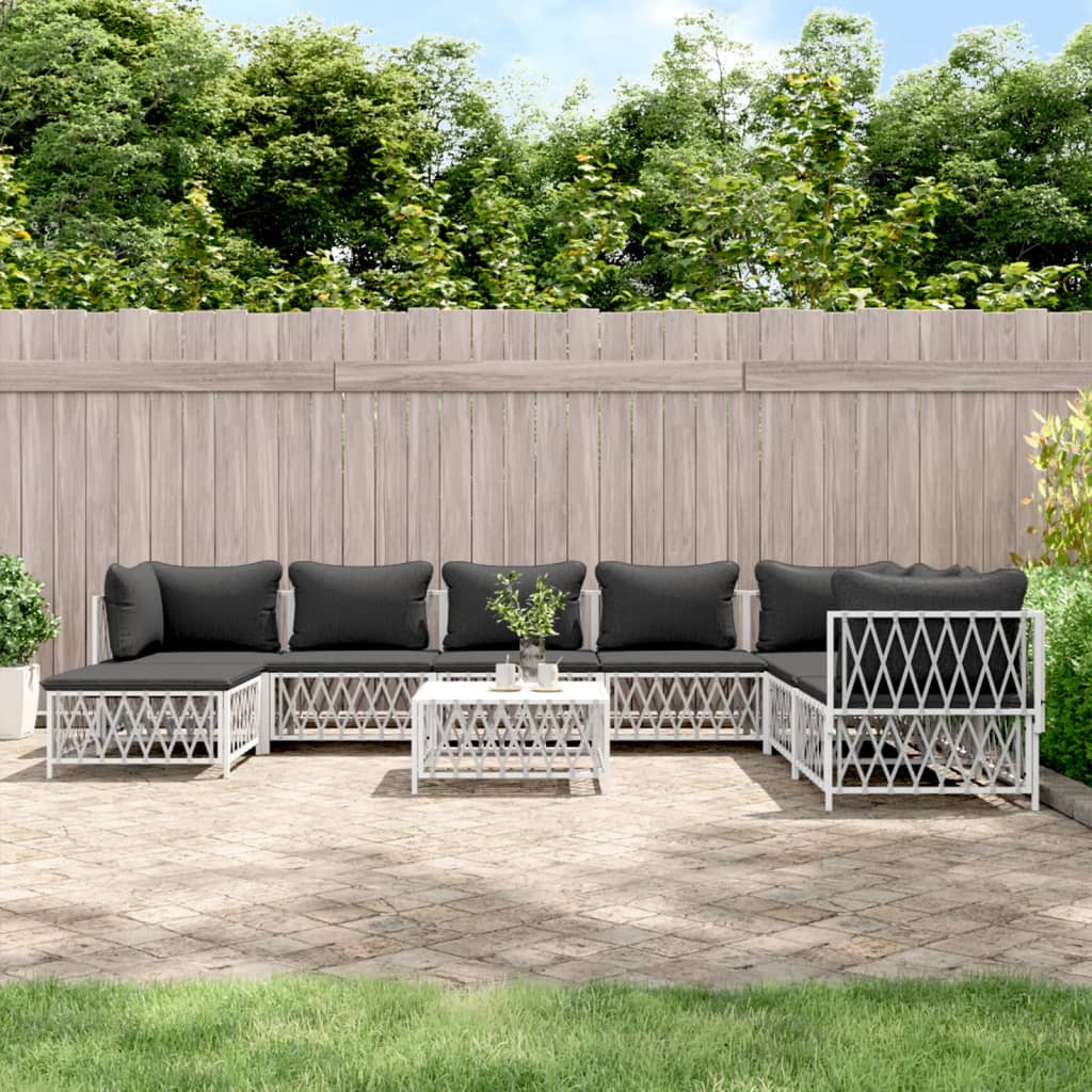 9-delige Loungeset met kussens staal wit