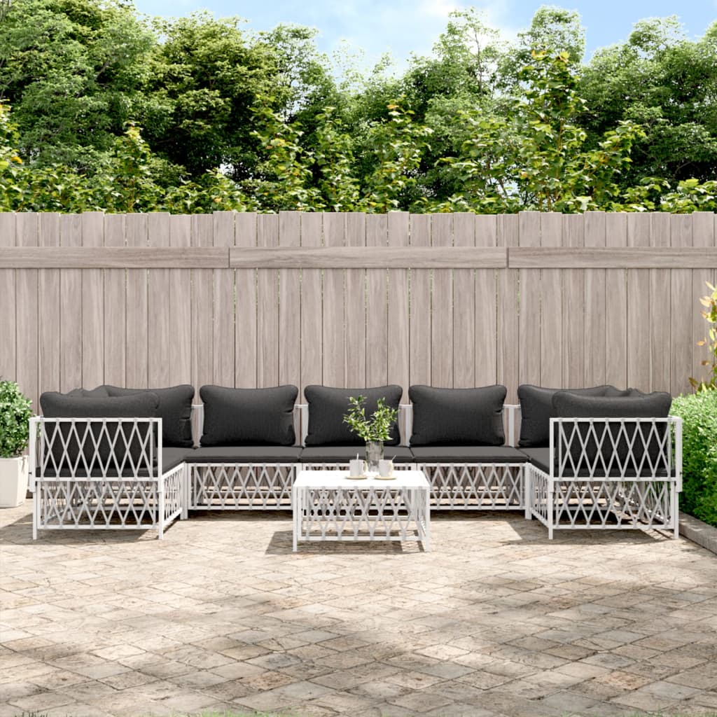8-delige Loungeset met kussens staal wit – afbeelding 1