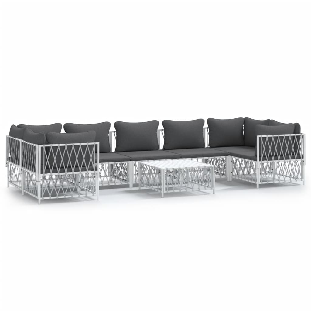 8-delige Loungeset met kussens staal wit – afbeelding 2