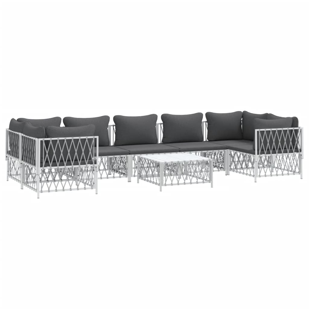8-delige Loungeset met kussens staal wit – afbeelding 3