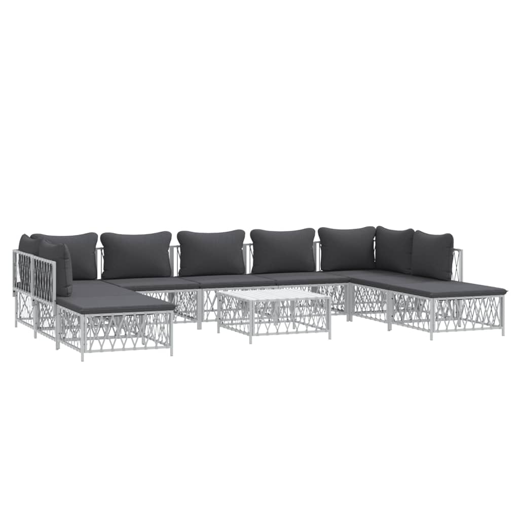 10-delige Loungeset met kussens staal wit – afbeelding 3