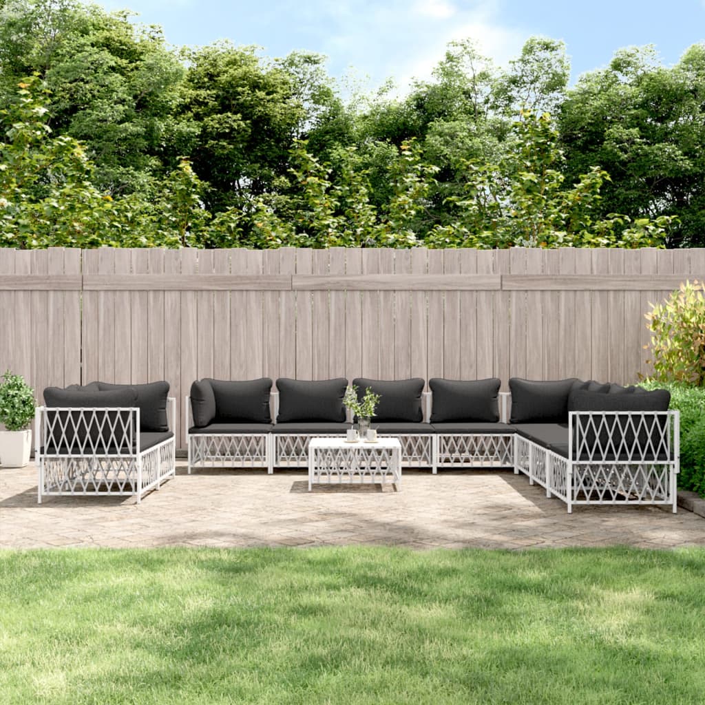 11-delige Loungeset met kussens staal wit – afbeelding 1