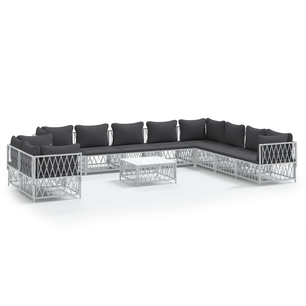 11-delige Loungeset met kussens staal wit – afbeelding 2