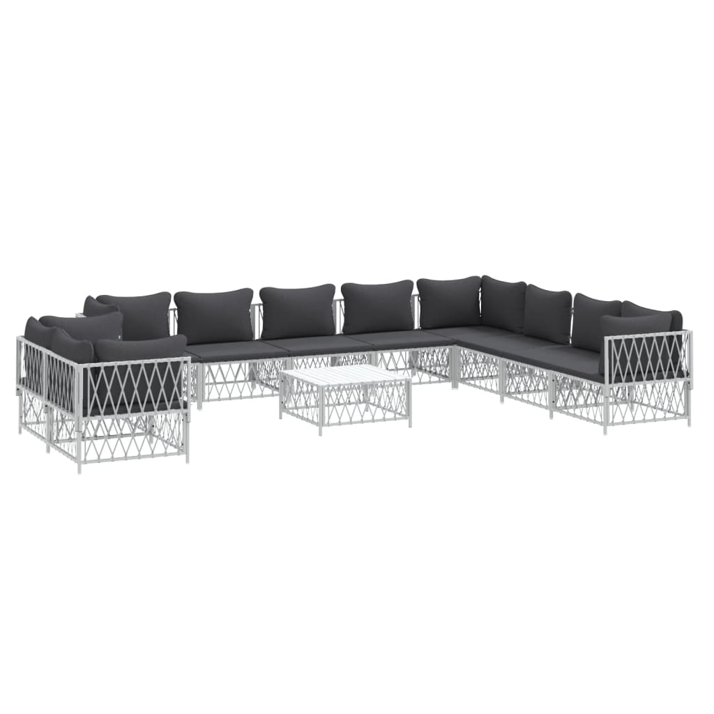 11-delige Loungeset met kussens staal wit – afbeelding 3