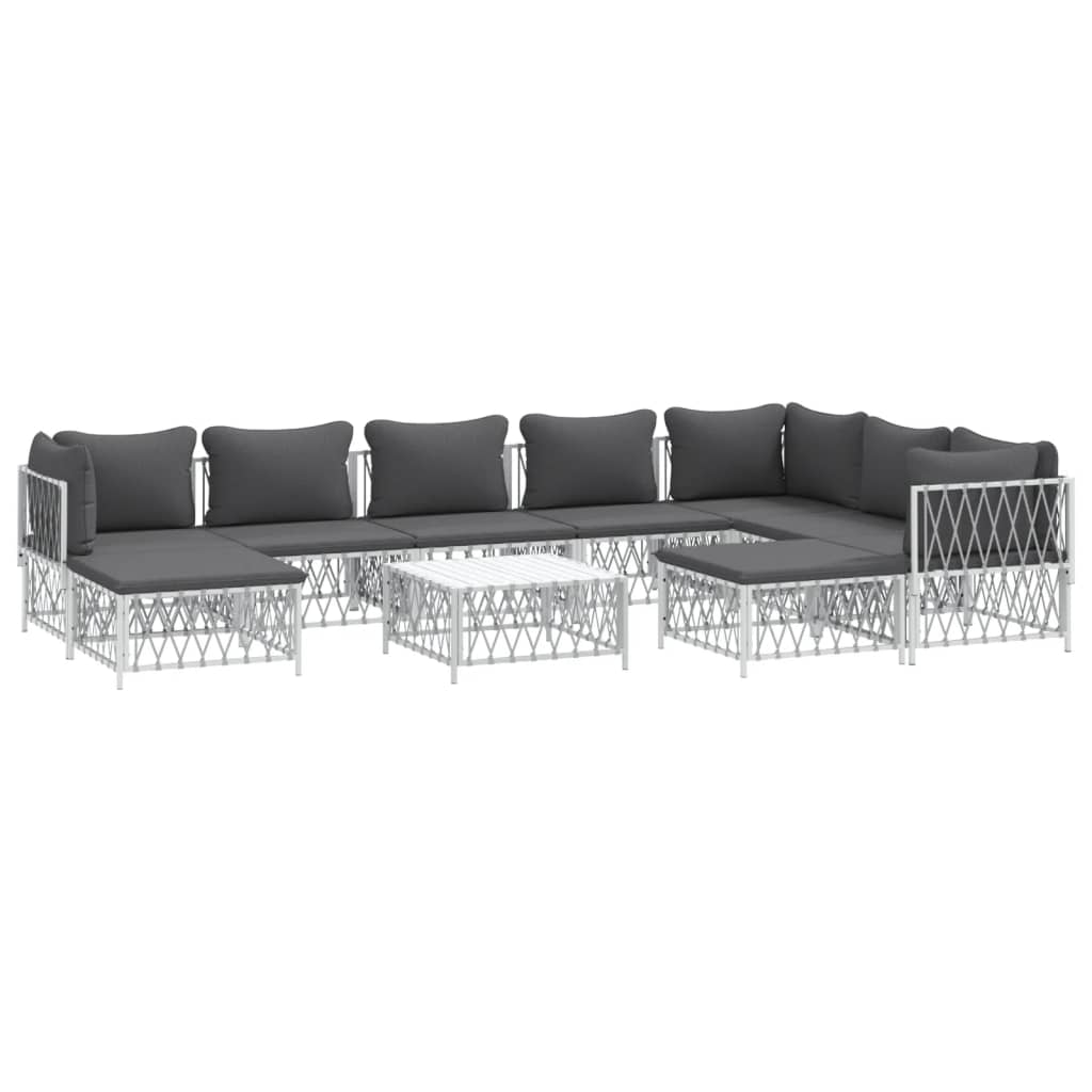 10-delige Loungeset met kussens staal wit – afbeelding 3