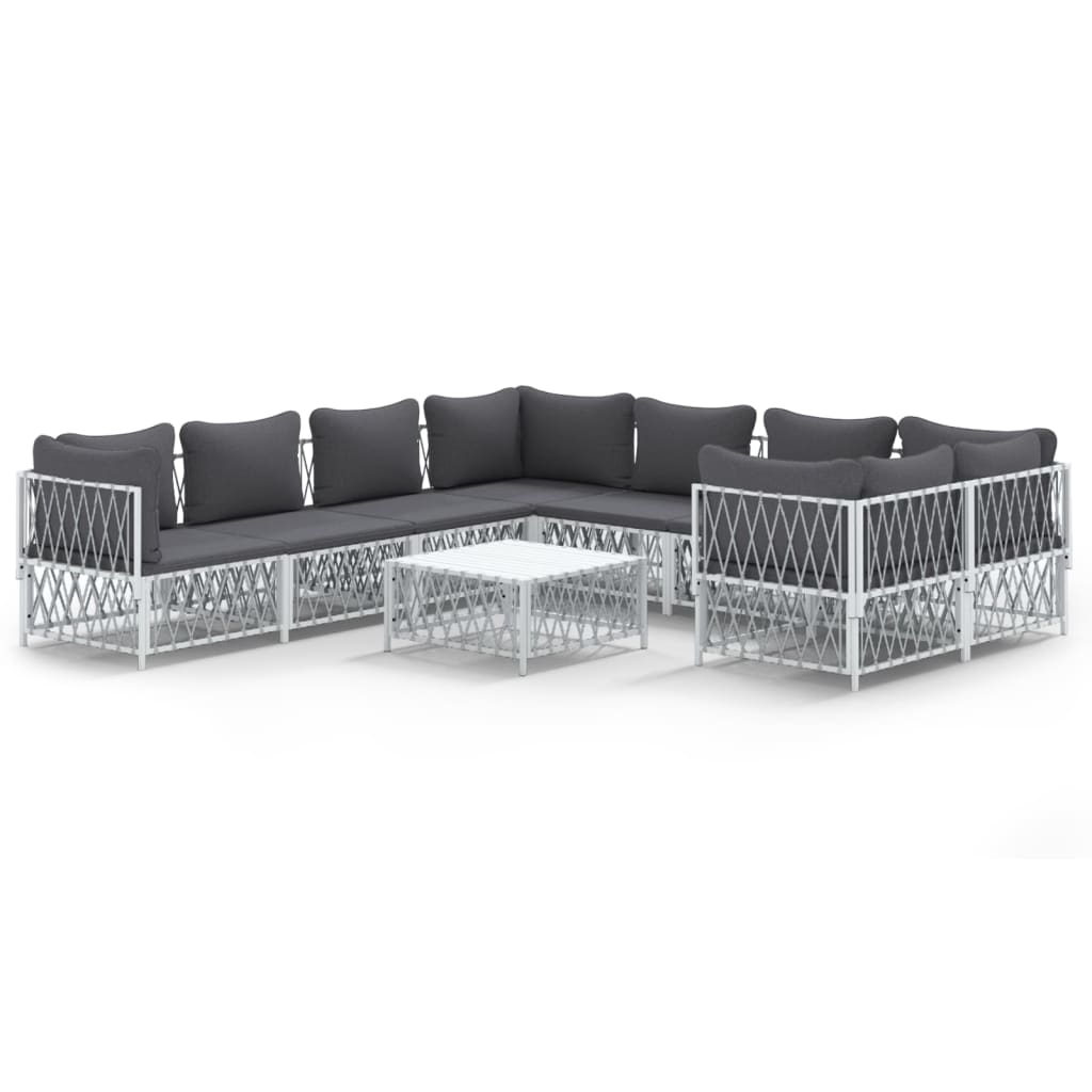 9-delige Loungeset met kussens staal wit – afbeelding 2