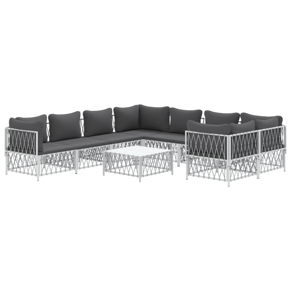 9-delige Loungeset met kussens staal wit – afbeelding 3