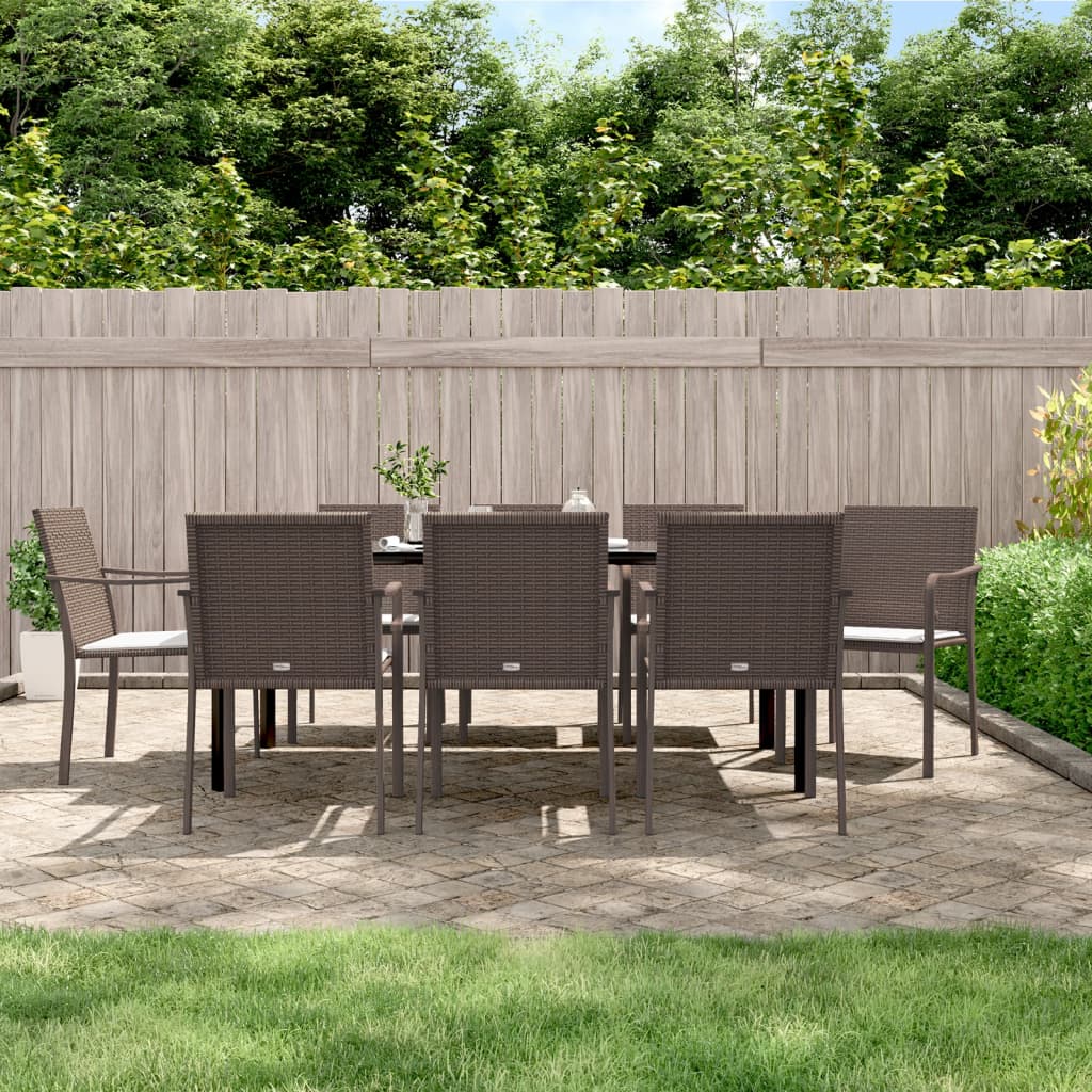 9-delige Tuinset met kussens poly rattan en staal – afbeelding 1