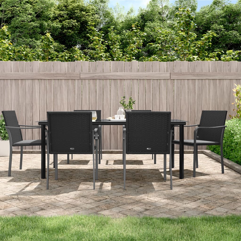 7-delige Tuinset met kussens poly rattan en staal – afbeelding 1