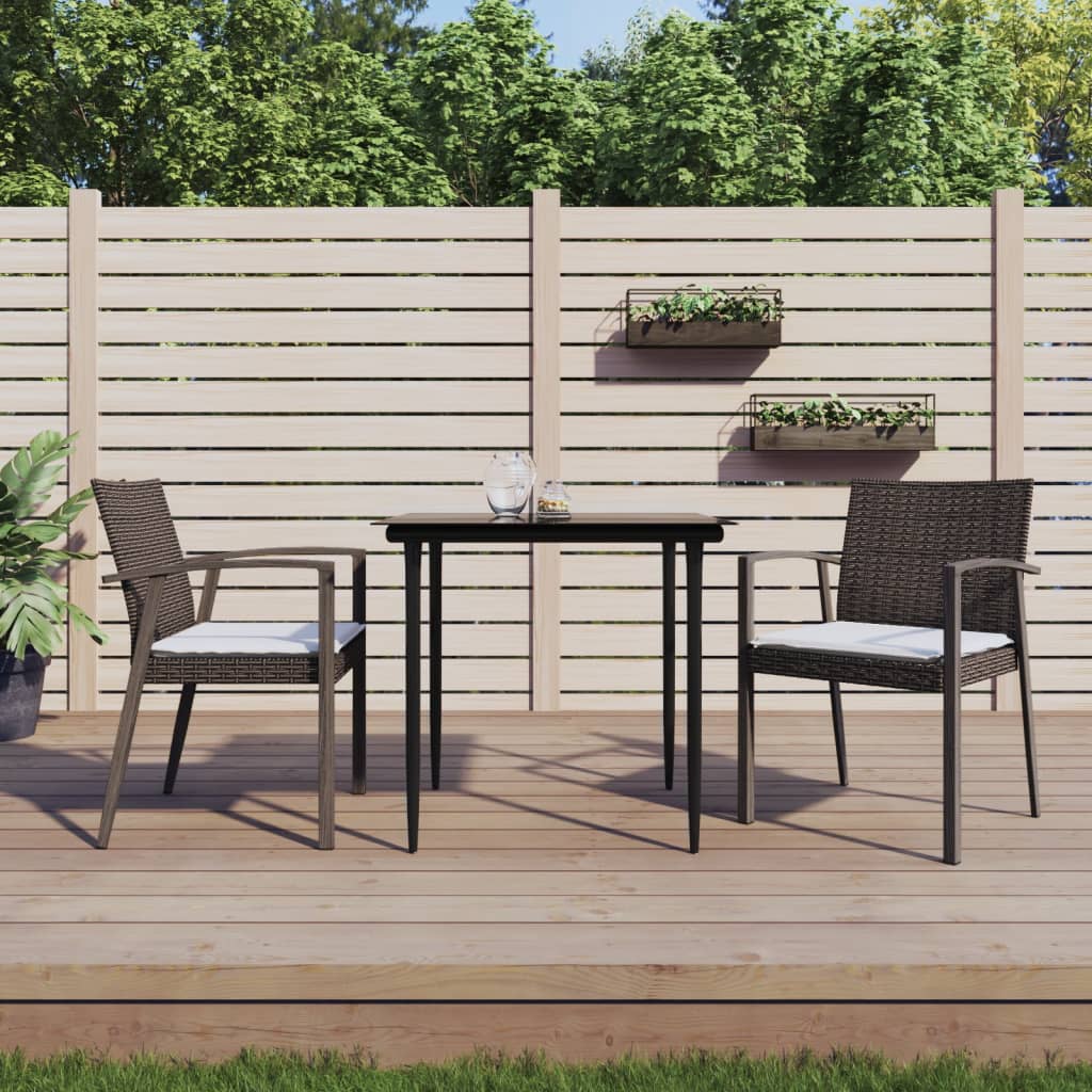 3-delige Tuinset met kussens poly rattan en staal – afbeelding 1