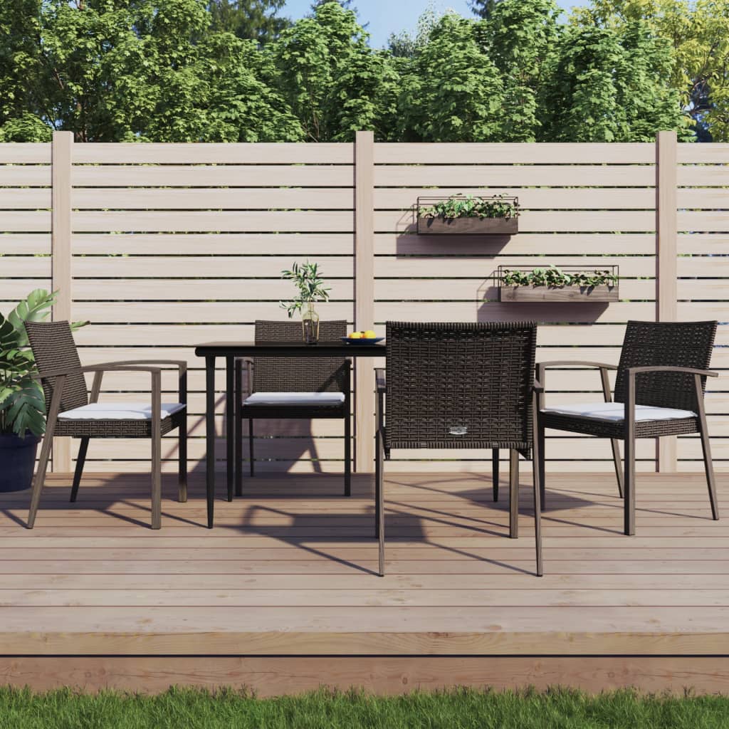 5-delige Tuinset met kussens poly rattan en staal