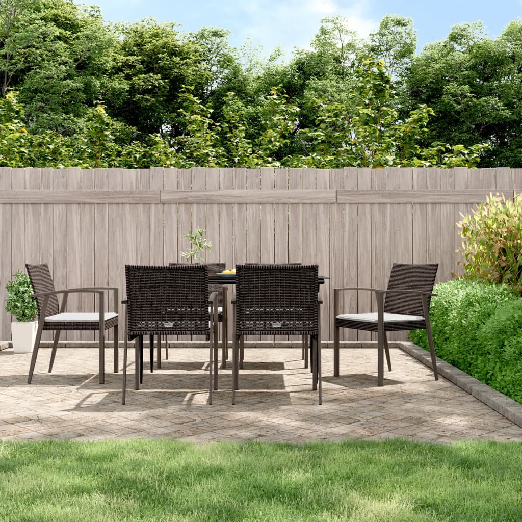 7-delige Tuinset met kussens poly rattan en staal