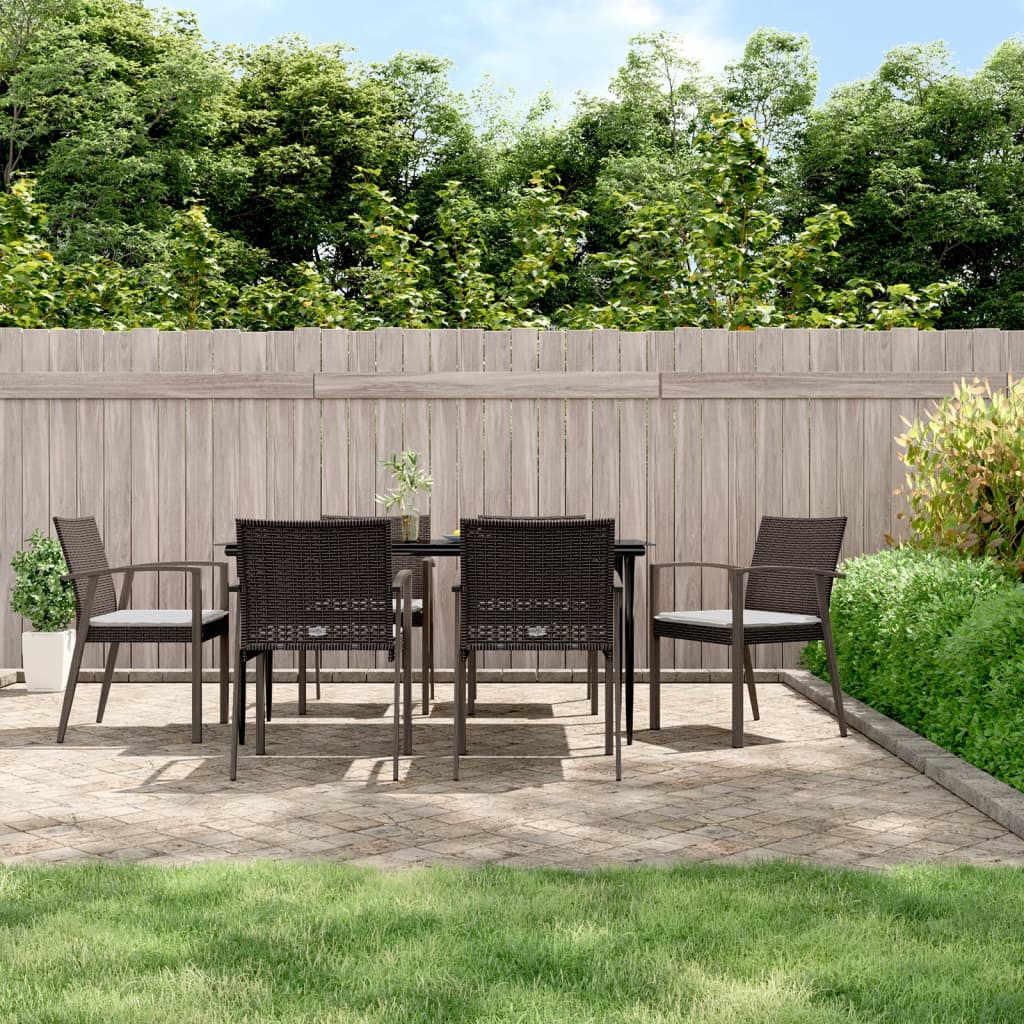 7-delige Tuinset met kussens poly rattan en staal – afbeelding 1