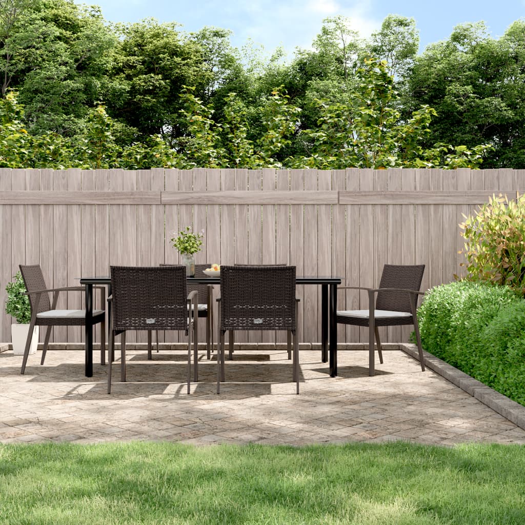7-delige Tuinset met kussens poly rattan en staal – afbeelding 1