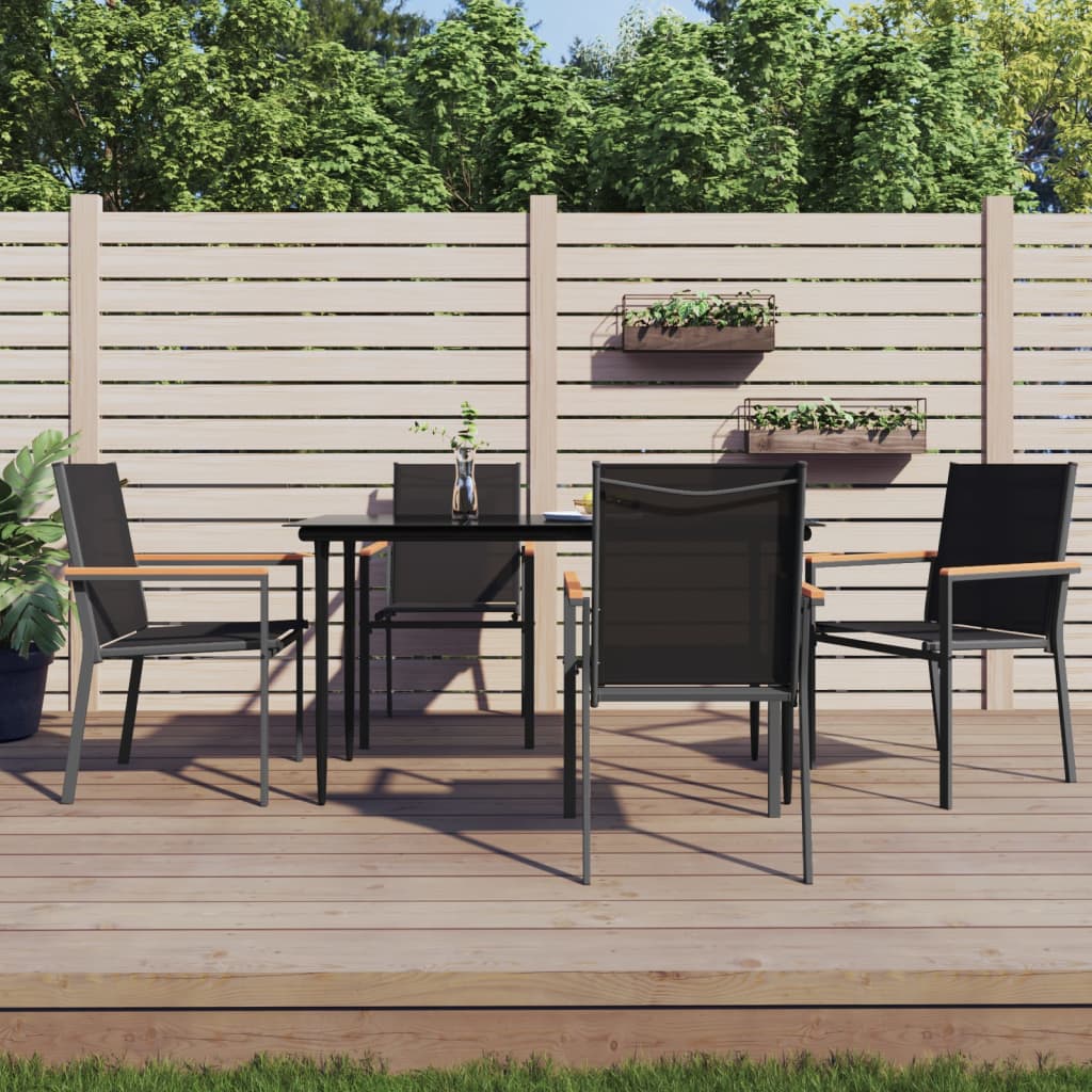 5-delige Tuinset textileen en staal zwart – afbeelding 1