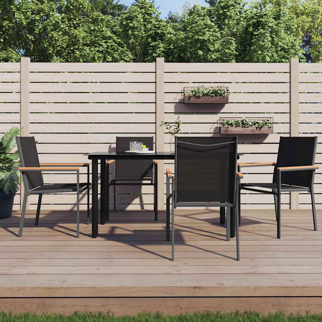 5-delige Tuinset textileen en staal zwart – afbeelding 1