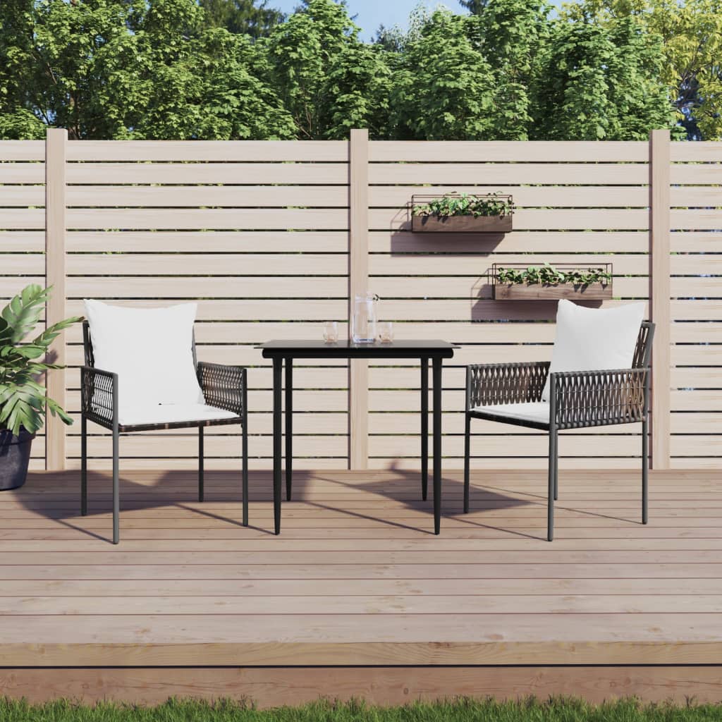 3-delige Tuinset met kussens poly rattan en staal