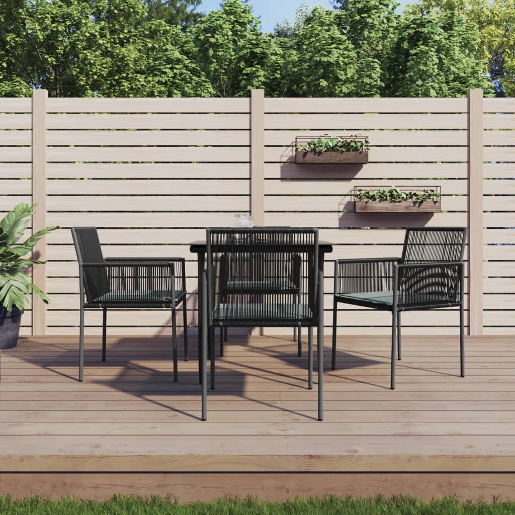 5-delige Tuinset met kussens poly rattan en staal zwart