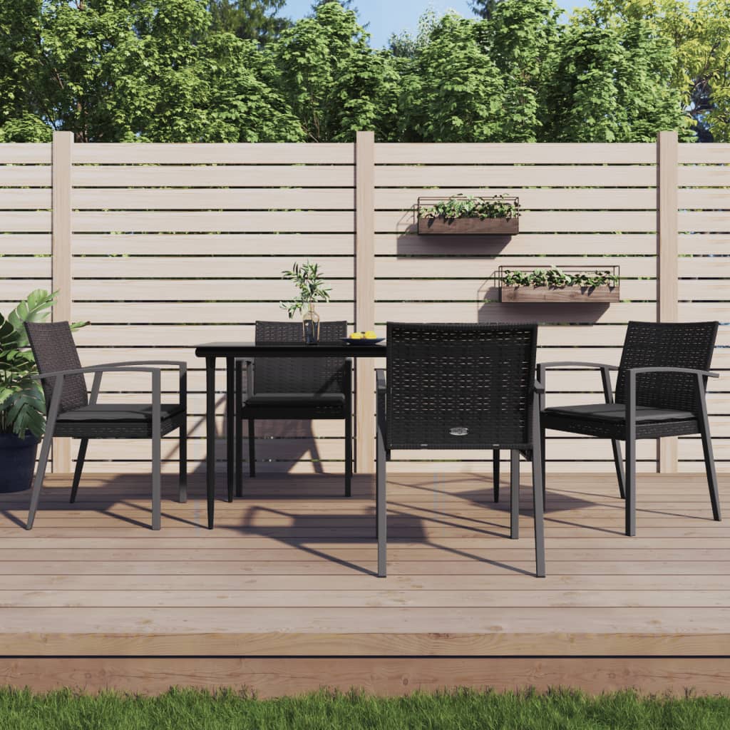 Tuinstoelen 4 st met kussens 56,5x57x83 cm poly rattan zwart